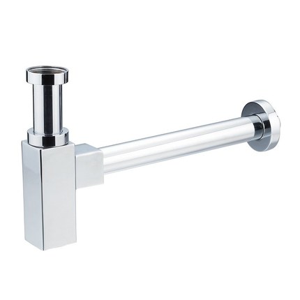 Siphon de lavabo carré chromé en laiton