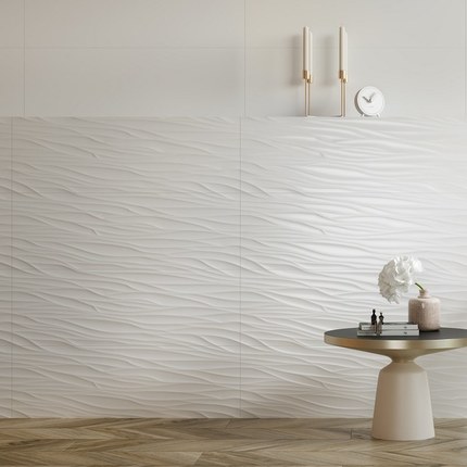 Carrelage Faience 3D vague blanc 24 x 74 cm