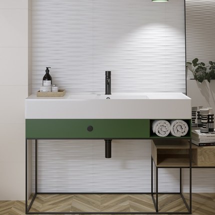 Carrelage faïence 3D Wave blanc 30 x 60 cm