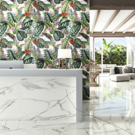 Faience murale Pol florale poli 60 cm x 120 cm