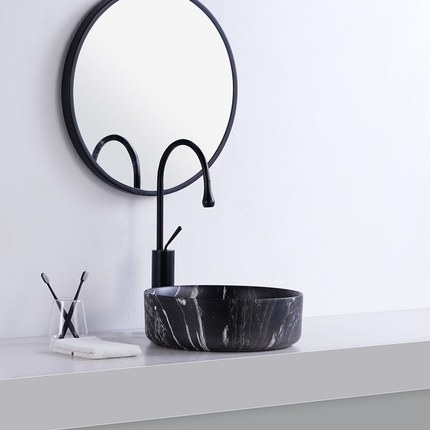 Vasque effet marbre noir mat Atena 36 cm