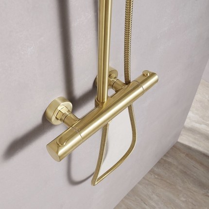 Colonne de douche thermostatique Cezelo dorée brossée