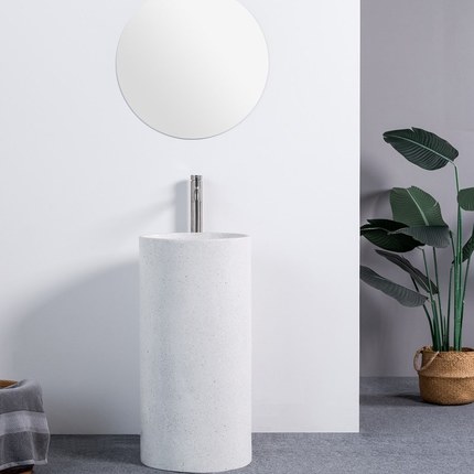 Lavabo totem rond terrazzo blanc Firenze