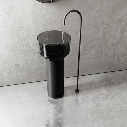 Lavabo totem noir transparent Fumé