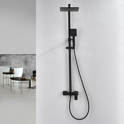 Colonne de douche mécanique noire Carréo