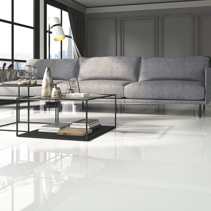 Carrelage Crystal White poli 75 x 75 cm