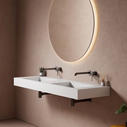 Plan double vasque suspendu SISA 150 cm en solid surface