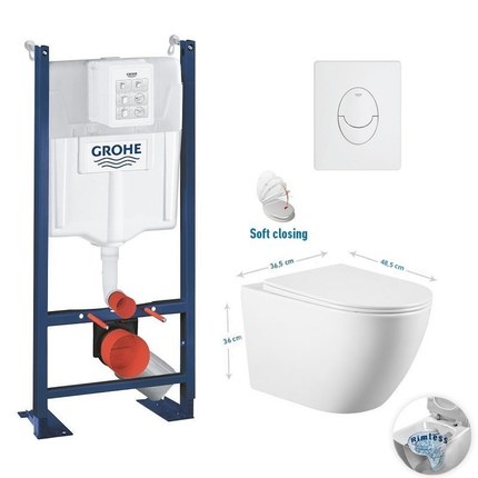 Pack WC suspendu Rimless GROHE Compact 48,5 cm