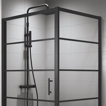 Porte d'angle Atelier noir mat sur mesure