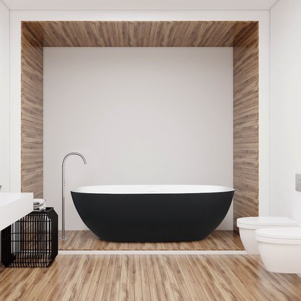 Baignoire Solid surface SOBIN noir et blanc 180 cm