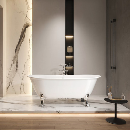 Baignoire rétro pied de lion chrome 165 cm