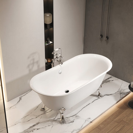Baignoire rétro pied de lion chrome 165 cm