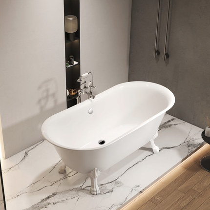 Baignoire rétro pieds de lion blancs 165 cm