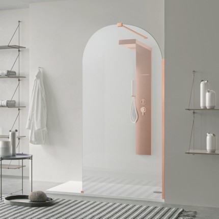 Paroi de douche fixe Arc rose doré brossé