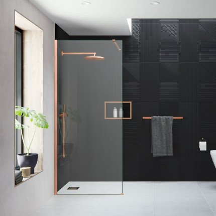 Paroi de douche fixe rose doré