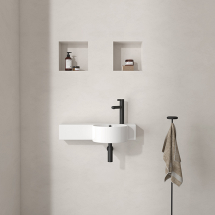 Meuble WC avec cuvette et lave-main moderne - Blanc - 50 cm x 89