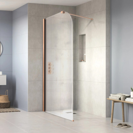 Paroi de douche fixe Luna rose doré brossé