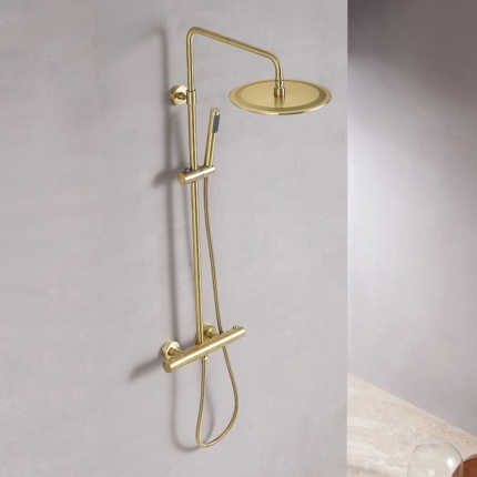 Colonne de douche thermostatique Cezelo dorée brossée