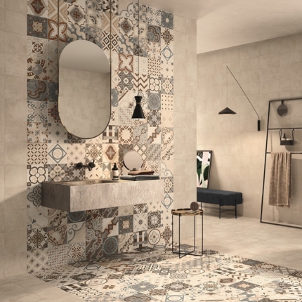 Carrelage Opus Cementina multicolor beige mix