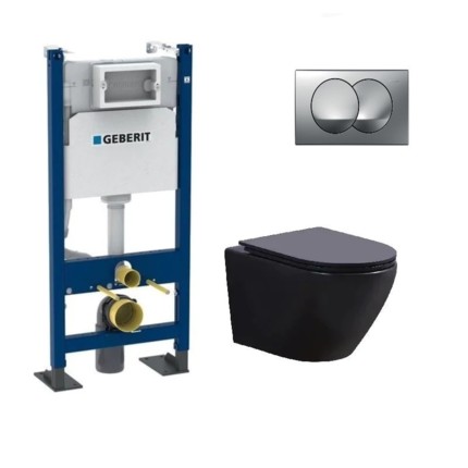 Pack WC suspendu Rimless Geberit Joy noir mat