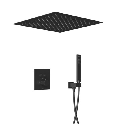 Kit douche Push avec plafond pluie noir mat