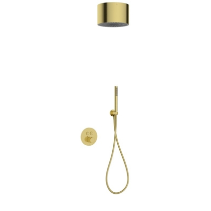 Kit douche Push avec plafond pluie cylindrique rond