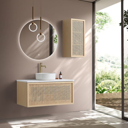 Meuble cannelage Raphia 90 cm plan