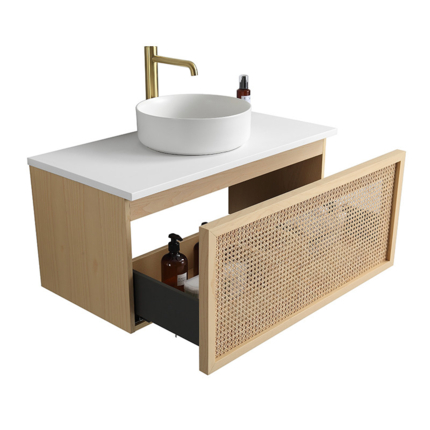 Meuble cannelage Raphia 90 cm plan