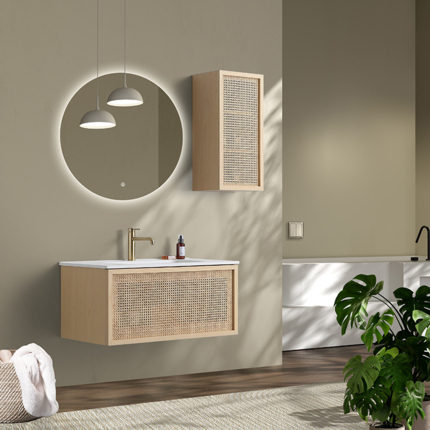 Meuble cannelage Raphia 90 cm vasque