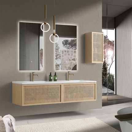 Meuble cannelage Raphia 180 cm vasque