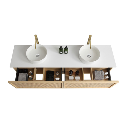 Meuble cannelage Raphia 180 cm plan