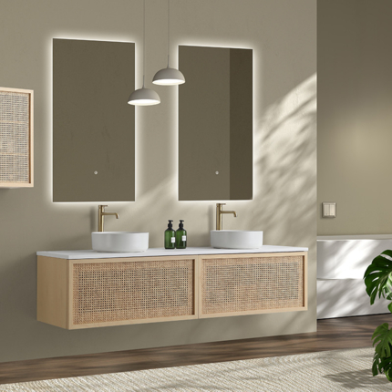 Meuble cannelage Raphia 180 cm plan