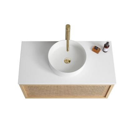 Meuble cannelage Raphia 90 cm plan