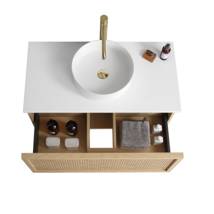 Meuble cannelage Raphia 90 cm plan