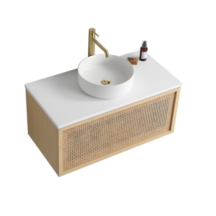 Meuble cannelage Raphia 90 cm plan