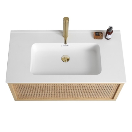 Meuble cannelage Raphia 90 cm vasque