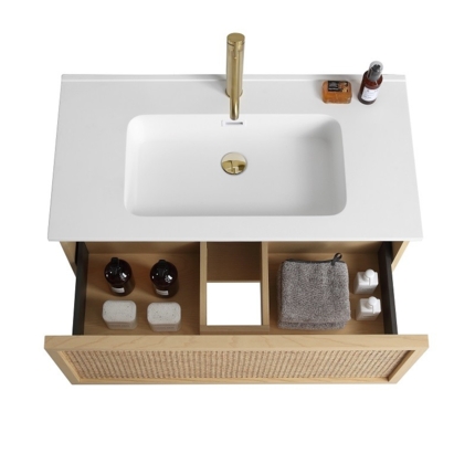 Meuble cannelage Raphia 90 cm vasque
