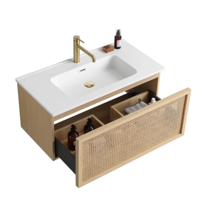 Meuble cannelage Raphia 90 cm vasque