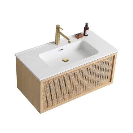 Meuble cannelage Raphia 90 cm vasque