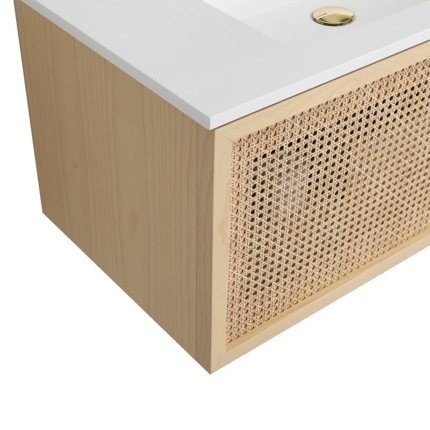 Meuble cannelage Raphia 90 cm vasque