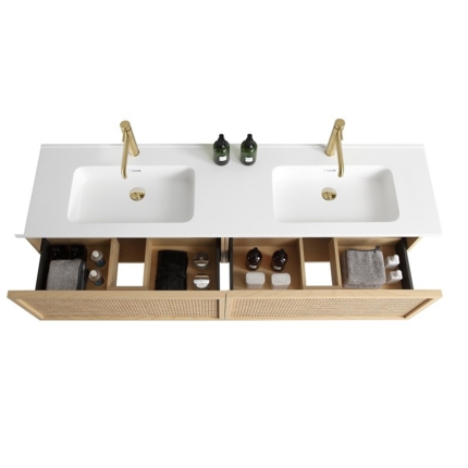 Meuble cannelage Raphia 180 cm vasque