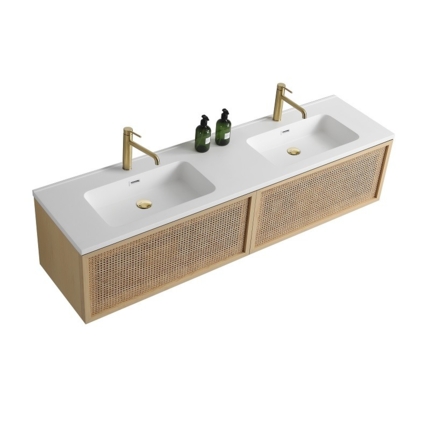 Meuble cannelage Raphia 180 cm vasque