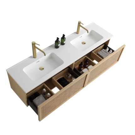Meuble cannelage Raphia 180 cm vasque