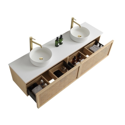 Meuble cannelage Raphia 180 cm plan