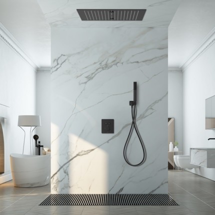 Kit douche Push avec plafond pluie noir mat