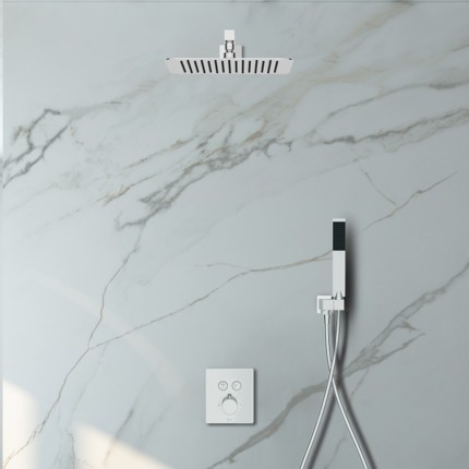 Kit douche thermostatique Push mural chrome