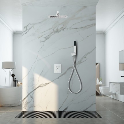 Kit douche thermostatique Push mural chrome