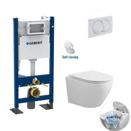 Pack WC suspendu Rimless Geberit Joy blanc mat