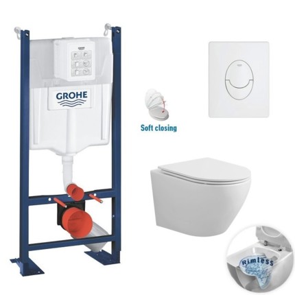 Pack WC suspendu Grohe Joy blanc mat Rimless