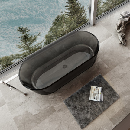 Baignoire transparente noire Antoni 170 cm